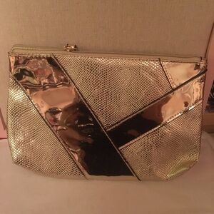 Gold metallic makeup bag